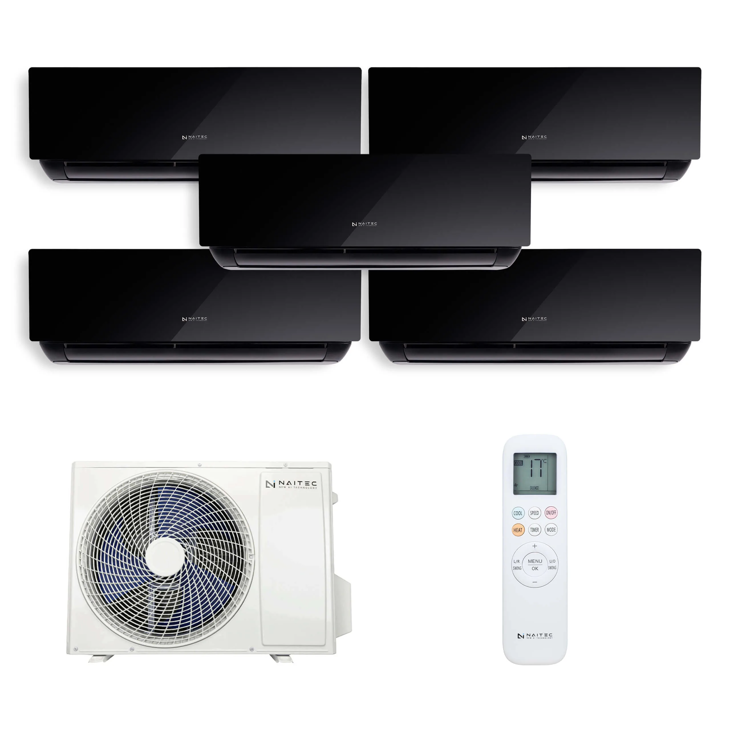 Naitec Multisplit – vonkajšia 12 kW + 5 x Naitec Onyx vnútorná 3,5 kW s montážou