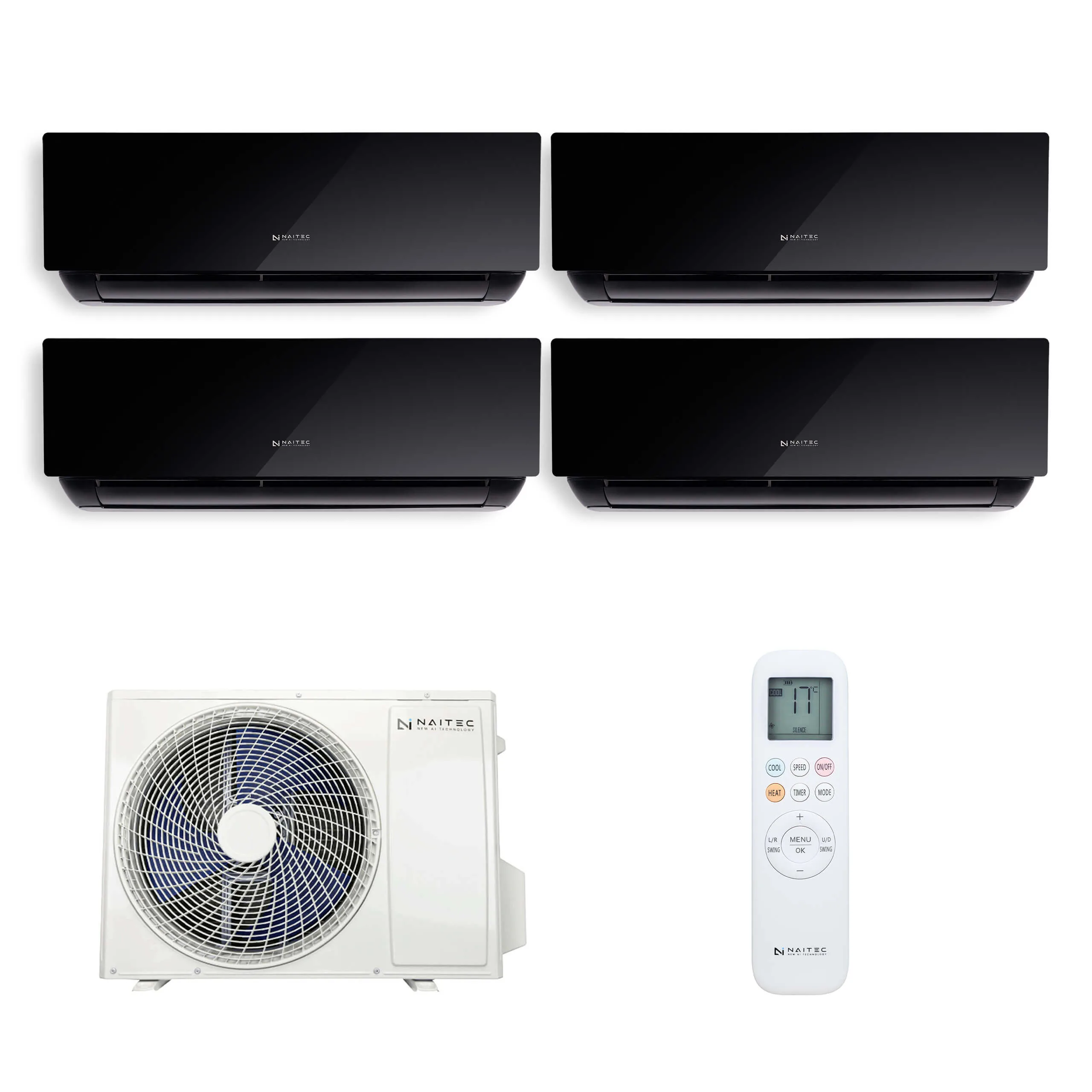 Naitec Multisplit – vonkajšia 12 kW + 4 x Naitec Onyx vnútorná 3,5 kW s montážou