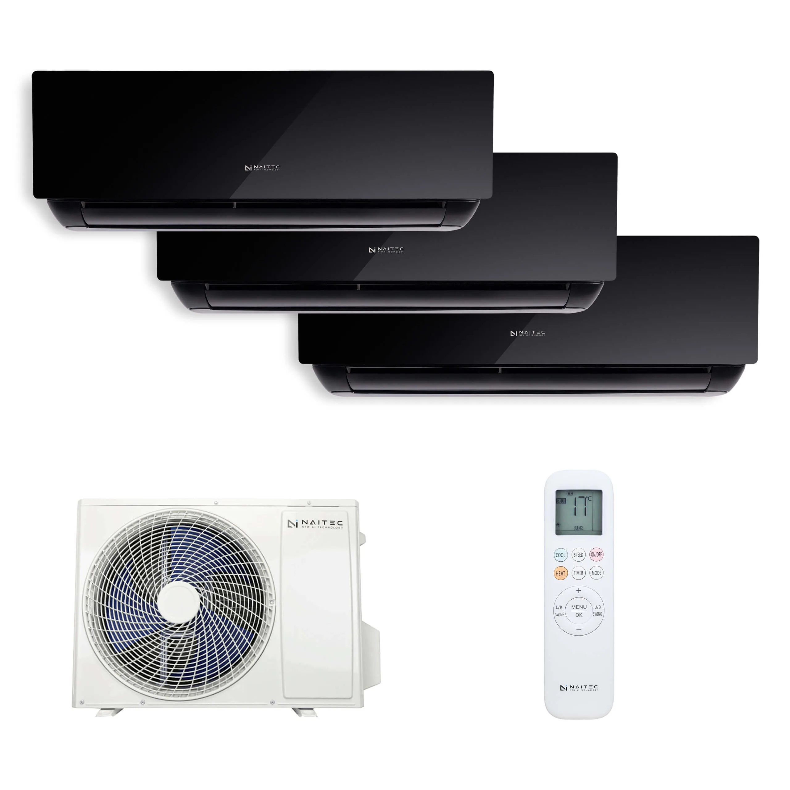 Naitec Multisplit – vonkajšia 8 kW + 3 x Naitec Onyx vnútorná 3,5 kW s montážou