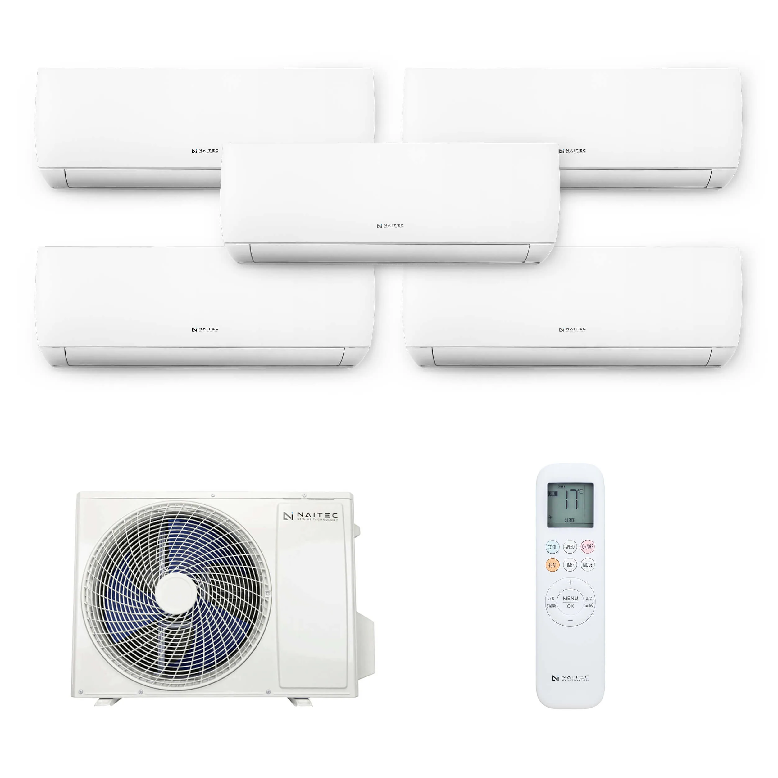 Naitec Multisplit – vonkajšia 12 kW + 5 x Naitec New Smart vnútorná 3,5 kW SM35HXXK s montážou