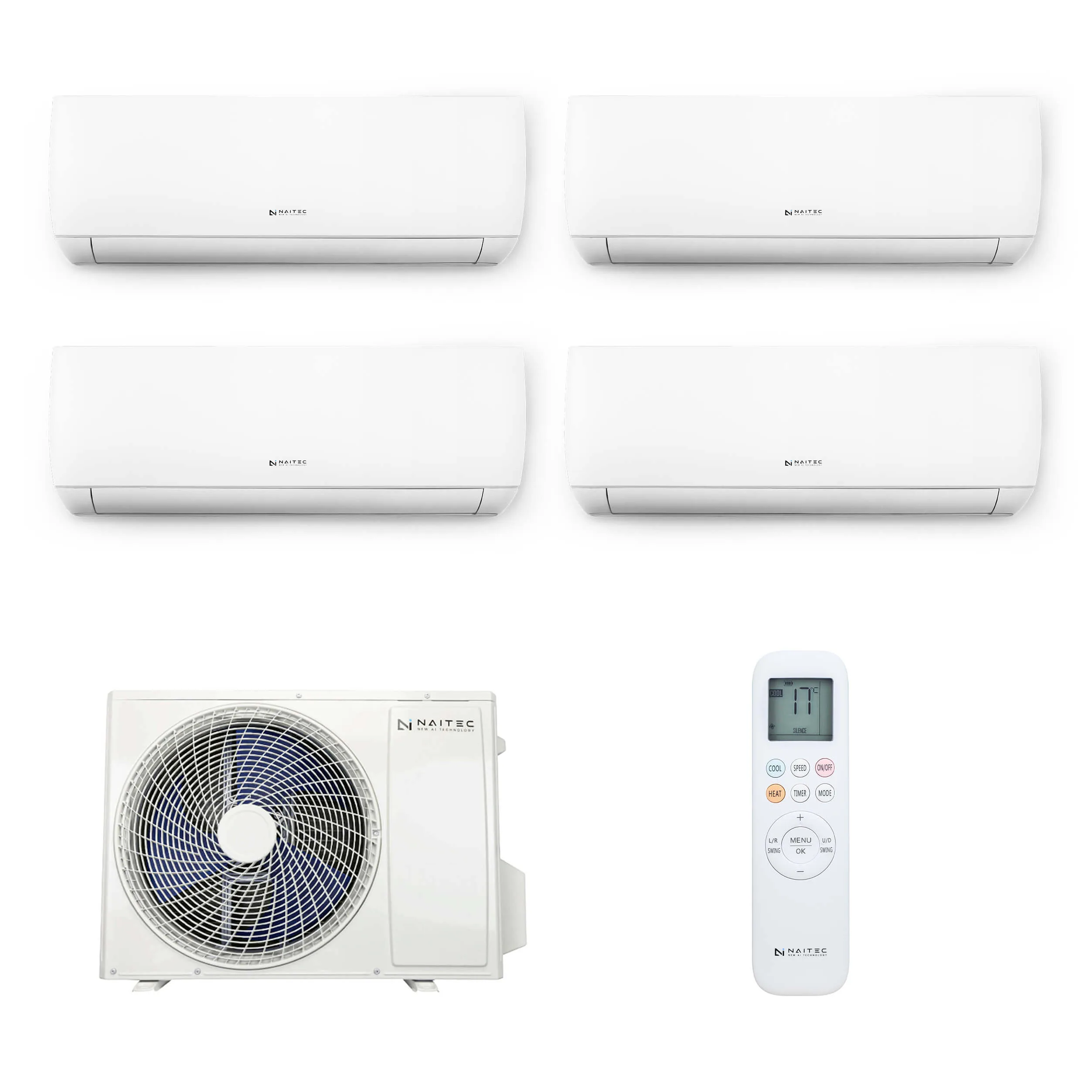 Naitec Multisplit – vonkajšia 12 kW + 4 x Naitec New Smart vnútorná 3,5 kW s montážou