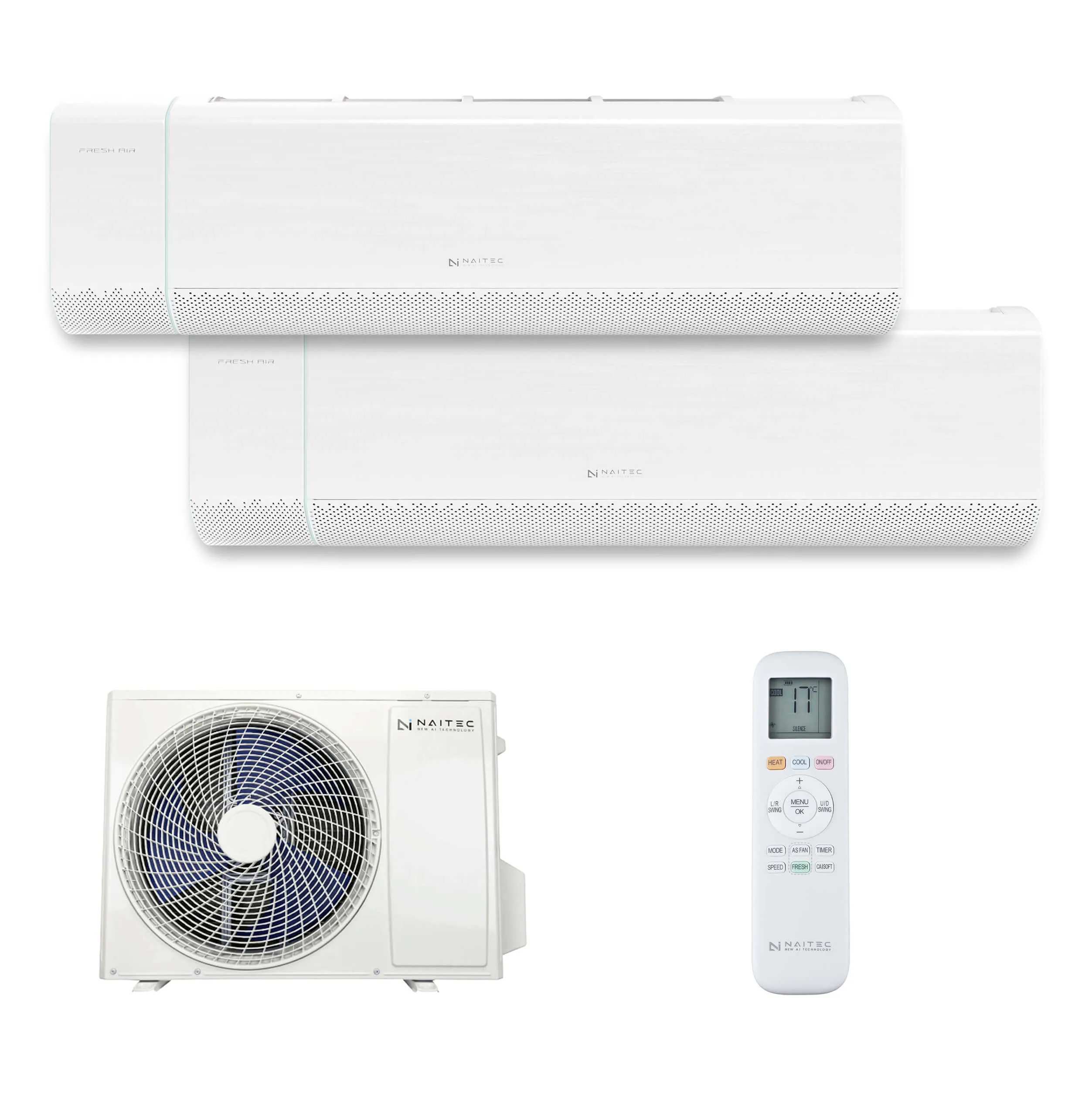 Naitec Multisplit – vonkajšia 5 kW + 2 x Naitec Stellair vnútorná 3,5 kW s montážou