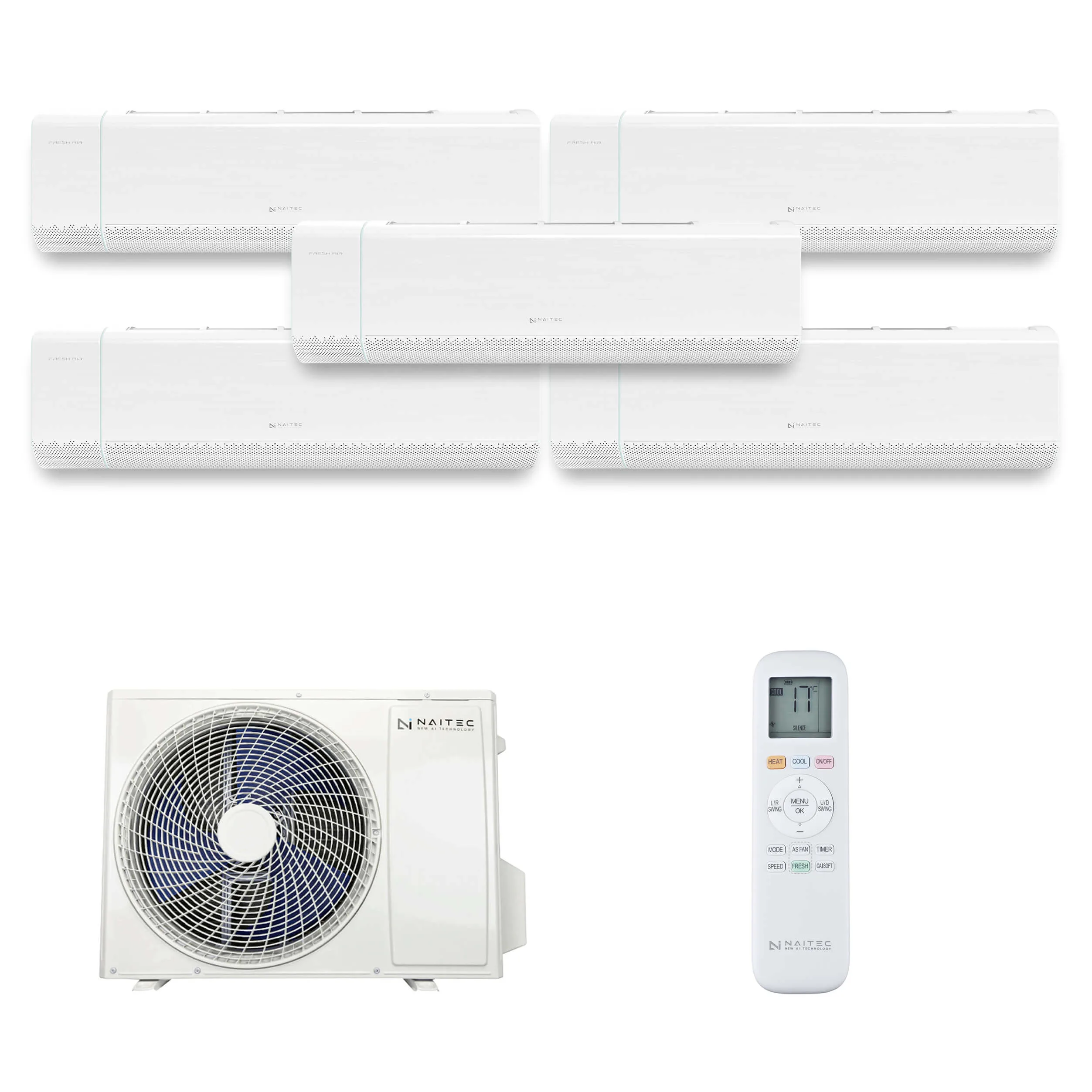 Naitec Multisplit – vonkajšia 12 kW + 5 x Naitec Stellair vnútorná 3,5 kW s montážou