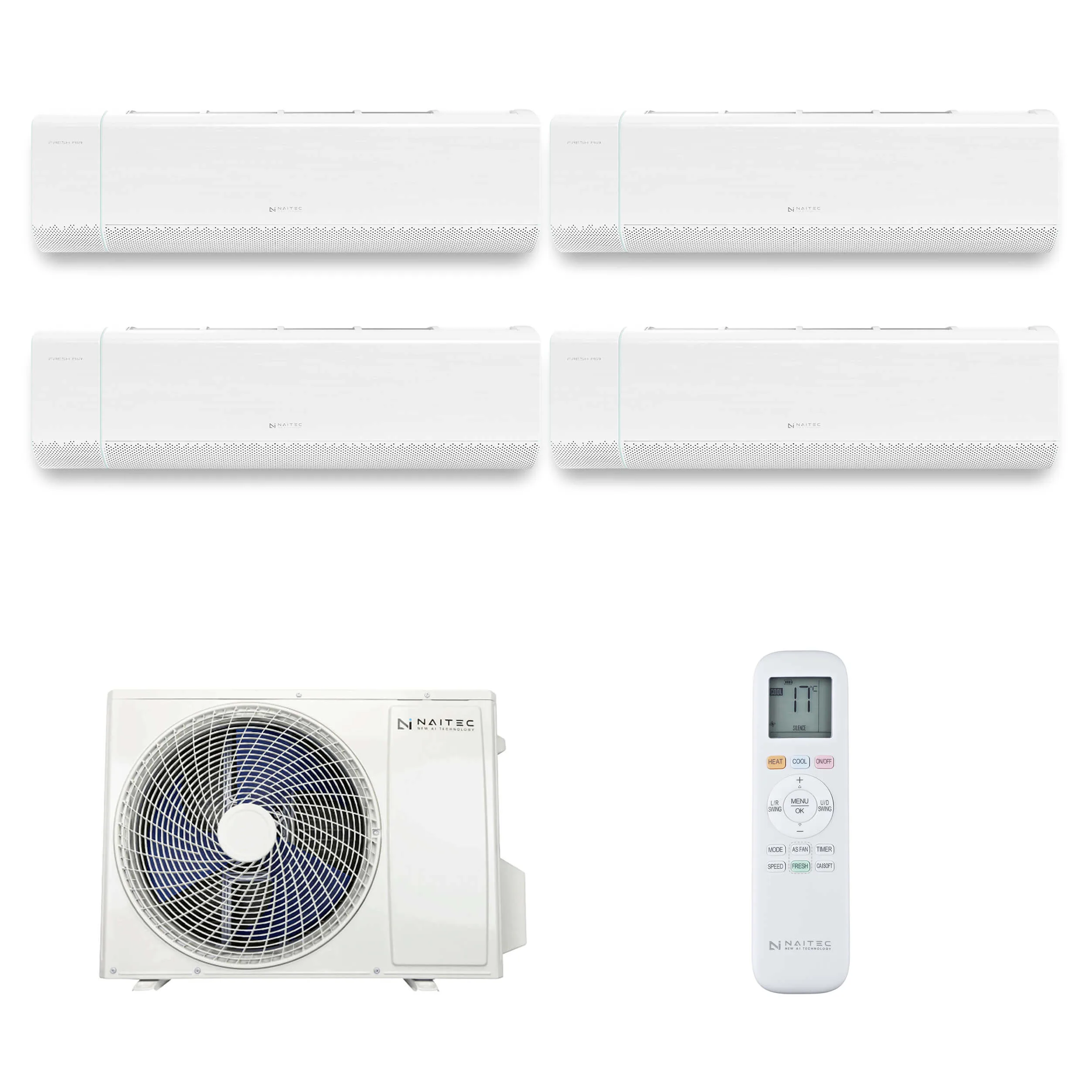 Naitec Multisplit – vonkajšia 12 kW + 4 x Naitec Stellair vnútorná 3,5 kW s montážou