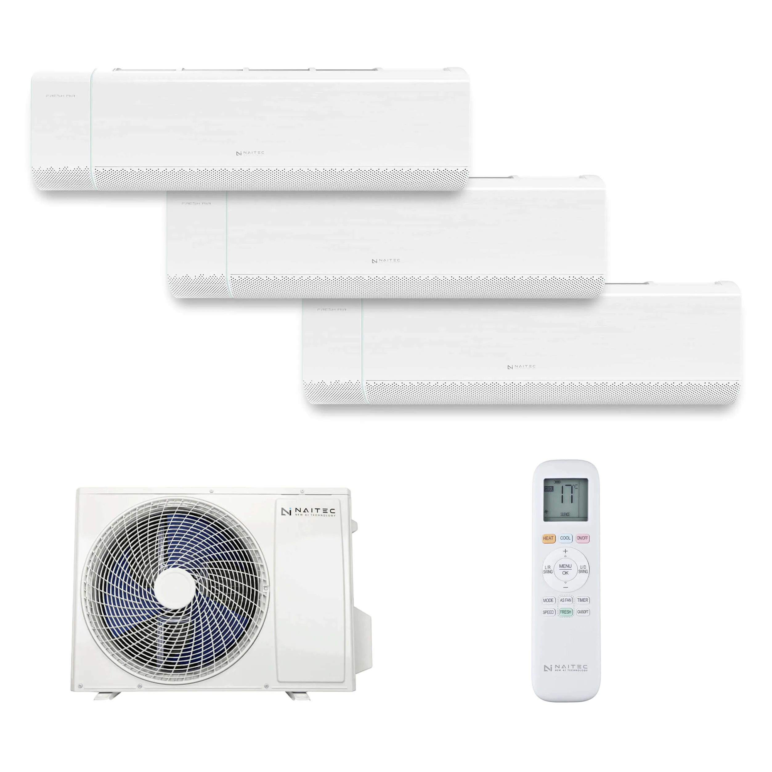 Naitec Multisplit – vonkajšia 8 kW + 3 x Naitec Stellair vnútorná 3,5 kW s montážou